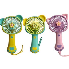 Sapphirem Pack of 3X Cute Handheld Lightweight Personal Fan with USB Rechargeable Eyelash Fan for Office Outdoor Travel Camping-Random Color