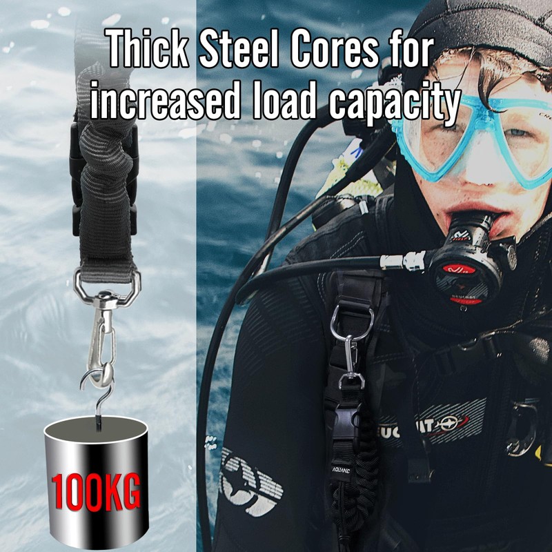 nitescuba Scuba Diving Spring Clip Lanyard, Thick Stainless Steel Spring