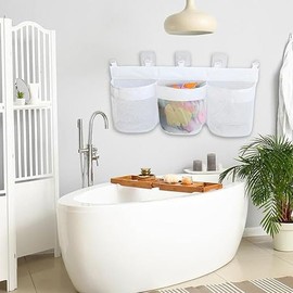 Bath Tub Toy Storage, 3 Compartment Horizontal Large Openings Toy Organizer For Bath Tub Waterproof No Rust Organizer Indoor（white）