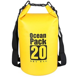 Sportmusies -Waterproof Dry Bag - Roll Top Dry Compression Sack Keeps Gear Dry for Kayaking, Beach, Rafting, Boating, Hiking, Camping and Fishing (20L, Yellow)