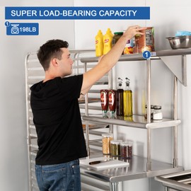 HARDURA Stainless Steel Overshelf 12X48 Inches, NSF Commercial Double Shelf for Prep Work Table in Restaurant, Home and Kitchen