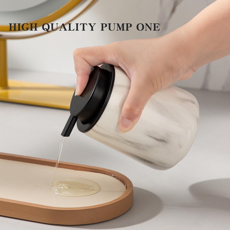 Enra Ceramic Soap Dispenser,12 oz Marble Lotion Dispenser Bathroom Liquid