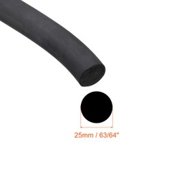 sourcing map Rubber Foam Weather Seal 25 mm Diameter x 1 m Long Round EPDM Rubber Shells for DIY Seal Bearing Pads Foam Hoses Craft Home Seal