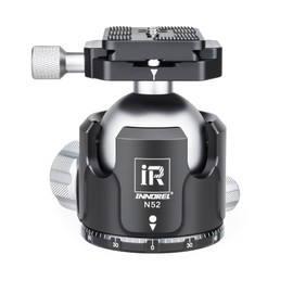 INNOREL Free Head Ball Head, Microtremor, N Series, Low Center of Gravity, Load Capacity Up to 66.1 lbs (30 kg), Ball Head Diameter 2.0 inches (52 mm), Reinforced CNC Aluminum Alloy, Tripod, Monopod,