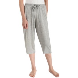 Latuza Women's Cotton Capri Pants Sleep Capris L Light Gray