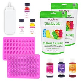 LorAnn DIY Gummy Bear Kit - Candy Mixes, Food-Grade Silicone Candy Molds, Squeeze Bottle, Assortment of Flavors, & Liquid Gel Food Colors