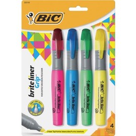 Bic Blmgp41-Ast Brite Liner Fluorescent Highlighters Assorted Colors 4 Count