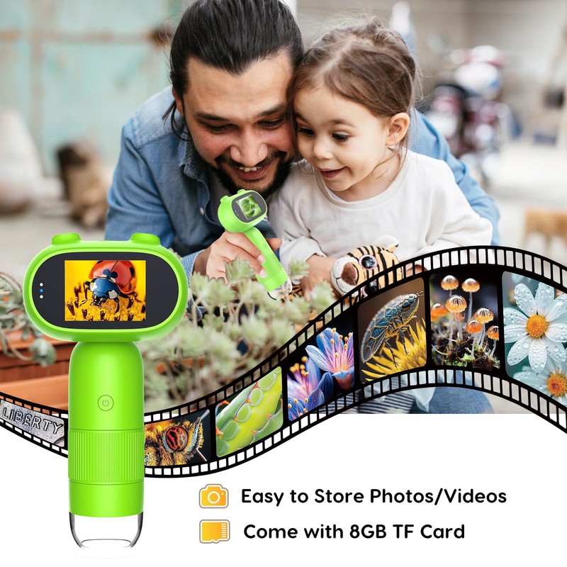 Digital Microscope for Kids,2.0" IPS Screen Handheld Microscope for Kids,Support