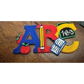 Unbranded ABC School themed Iron On Patch Applique 1.75" h x 3.5" w ~  pencil book math