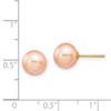 14K Yellow Gold 8-9mm Pink Round Freshwater Cultured Pearl Stud
