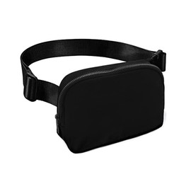 Cangurera Deportiva, Riñoneras Deportiva con Tela Impermeable de Amplia Capacidad, Bolsas de Crossbody Cinturón de Viaje de Seguridad para Pasaporte, Efectivo y Tarjetas,Cinturón Ajustable (Negro)