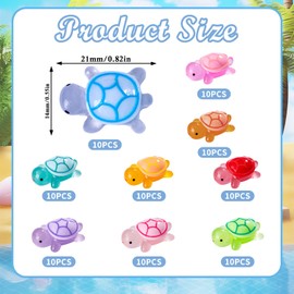 Lucywey Pack of 90 Mini Luminous Resin Turtles (9 Colours, 10 Each) - Photoluminescent Decorative Figures for Garden, Aquarium & DIY Projects - Creative Gifts for Christmas