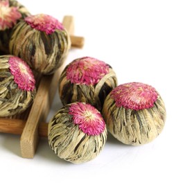 GOARTEA 12Pcs Edible Blooming Flowers Tea Hand-Tied Natural Artistic Chinese Green Tea Ball
