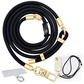 DAOSUN Phone Lanyard CellPhone Strap Crossbody, 3 in 1 Detachable Anti Theft Phone Cross Body Strap for Women Men, Black-8mm Paracord, 84cm