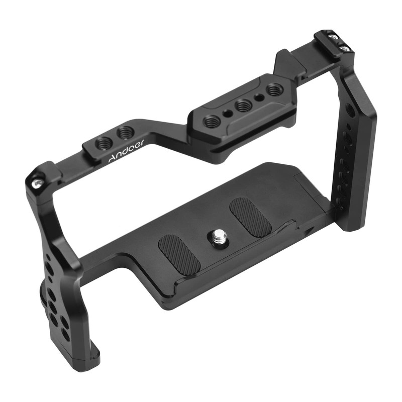 Andoer Camera Cage, Aluminium Alloy Video Cage with Two Cold