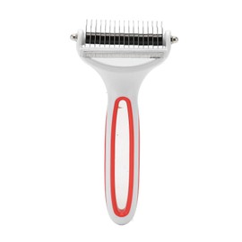 2 in 1 Pet Grooming Brush Washable Pet Dematting Comb Deshedding Tool Undercoat Rake for Cat Dog Removing Knots Tangles S Red