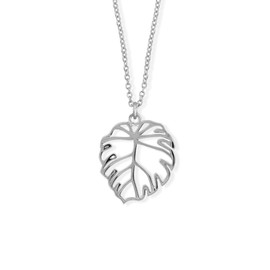 Boma Jewelry Sterling Silver Monstera Leaf Outline Pendant Necklace, 18 Inches