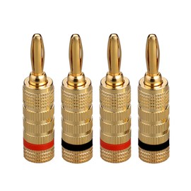 EIGHTNOO 4pcs Banana Plug Speaker Cable Speaker Wire for Wall Plate 24K Gold Plated Screw-in Solderless Copper Metal Shell