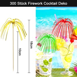 Omsscun Pack of 300 Cocktail Decoration Fireworks, Cocktail Sticks Fireworks, Cocktail Accessories Decoration Glitter, Cocktail Sticks Colourful for Birthday Wedding Christmas Party Drinks and Cakes
