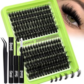 Thick Lash Clusters Kit 180D+240D Fluff Cluster Eyelash Extensions 12-24mm D Curly Individual Lashes Clusters DIY Lash Extension Kit with Bond and Seal Lash Glue for Eyelash Clusters by TOOCHUNAG