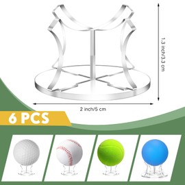 Mudder 6 Pack Acrylic Baseball Display Stand Holder, Sport Ball Display Rack, Sturdy Transparent Design, Easy to Assemble for Golf Tennis Ball Softball, Suitable for Home Office