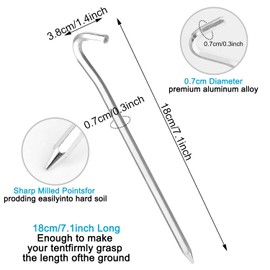 Heavy Duty Tent Pegs for Outdoor Activities: Pack of 14.18 cm Long Tent Pegs, Metal Hooks, Aluminium Pegs for Hard Floors, Ideal for Garden, Camping, Fishing and Tents, Pegs Stable