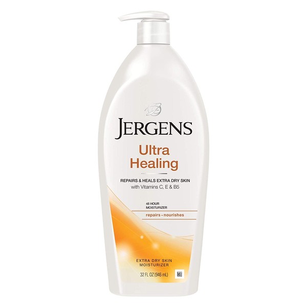 Jergens Ultra Healing Dry Skin Moisturizer, 32 Ounce Body and Hand Lotion, for Absorption into Extra Dry Skin, with HYDRALUCENCE blend, Vitamins C, E, and B5