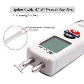 Digital Manometer, Dual Port Air Pressure Meter Pressure Gauge HVAC Gas Tester, Differential Pressure Manometer with 5/16 Inches Diameter Pressure Port, Hti-Xintai