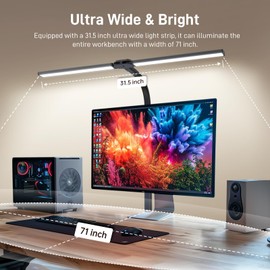 LED Desk Lamp for Home Office, Eye-Caring Desk Light with Clamp, 24W Double Head Architect Task Lamp Stepless Dimming, Flexible Gooseneck Bright Table Lamp for Study Reading Workbench Drafting