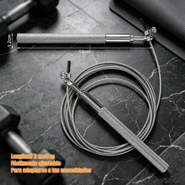 Cuerda para Saltar 3M, Cuerda de Saltar de aleación de Aluminio, Ajustable, Rodamientos de Bolas Sin enredos, con Bolsa de Almacenamiento, para Entrenamientos en Gimnasios Domésticos