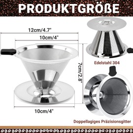 Coffee Filter, Reusable Pour Over Coffee Filter Made of Stainless Steel Professional Paperless Coffee Filter Coffee Filter Coffee Filter Holder Hand Filter Coffee for Travel, Camping, Office