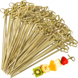 Meanplan 1000 Pcs Bamboo Cocktail Picks 4.72 Inch Bamboo Skewers Handmade Bamboo Sticks Food Picks Cocktail Sticks with Looped Knot Toothpicks for Drinks Appetizer Cocktail Themed Party Snack (Green)