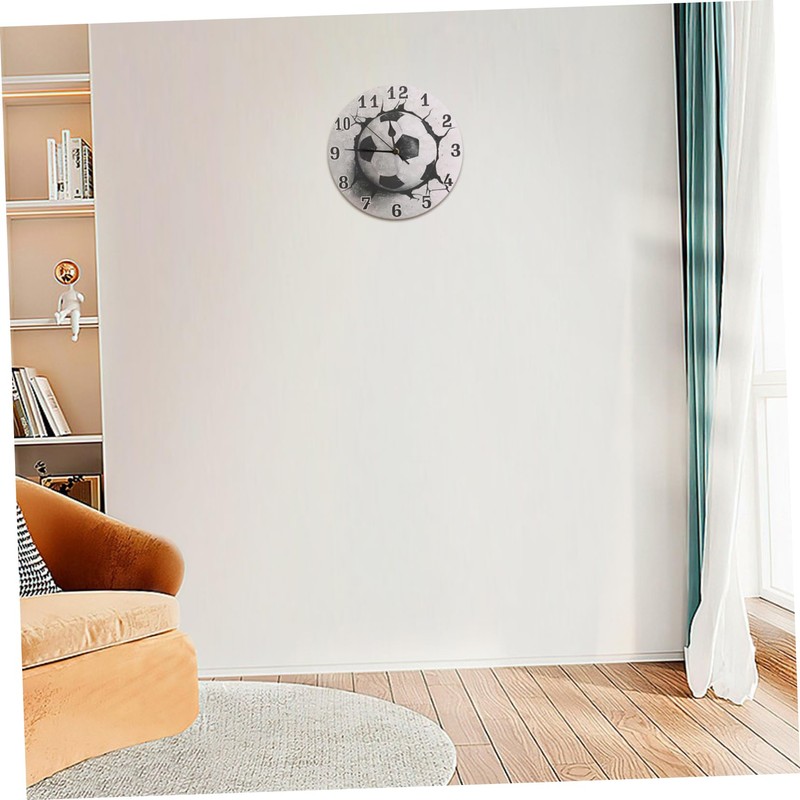 WOONEKY Silent Non Ticking Soccer Wall Clock Modern Decorative Analog