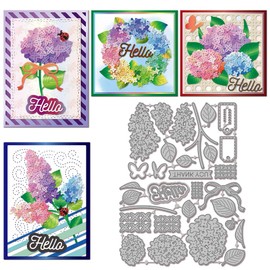GLOBLELAND Hortensien Flieder Stanzformen Metallblumen Blätter Stanzungen Schmetterlings Und Schleifen Stanz Und Prägevorlagen Für Scrapbooking Basteln Papierkartenherstellung