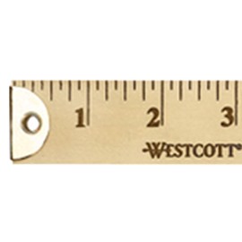 Westcott 10425 Wooden Yardstick with Brass Ends and Hang Holes, Clear Lacquer Finish