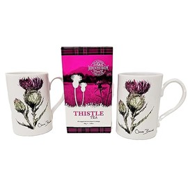 Exclusively Irish Ceramic Scottish Thistle Two Mugs Kitchen Cups Infused Black Tea 25 Envelope Bags Set of 3 Items Teatime Hot Drinks Tradition Housewarming Gift Birthday Present