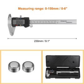 QUARKZMAN Digital Vernier Caliper 150mm/0-6" Large LCD Screen Stainless Steel Vernier Caliper Measuring Tool Inch Millimeter Conversion Caliper for DIY Household