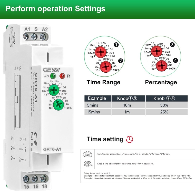 GEYA 2 Output 10A Delay Off Single Function Time Relay