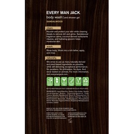 Every Man Jack Men's Body Wash Twin Pack - Sandalwood | 16.9-ounce - 2 Bottles Included | Naturally Derived, Parabens-free, Dye-free, and Certified Cruelty Free