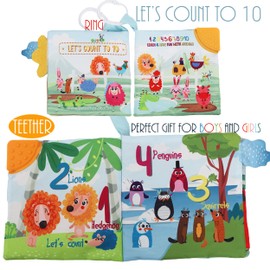 Soft Cloth Crinkle Baby Books 0-6 Months Baby Toys 6 to 12 Months Touch Feel Books For Babies Infants Toddlers 1 Year Old, Baby Boy Girl Shower Gifts Ages 1-3 Early Education Farm Toy Teether