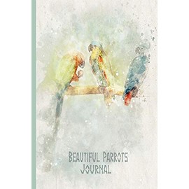 Beautiful Parrots Journal: Watercolor Sketch Paint Parrots in Japanese Style: Notebook for School Office home Student Teacher Use Wide Ruled • 120 Pages • 6"x9" in.