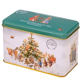 New English Teas Peter Rabbit & Friends at Christmas Tea Tin with 40 English Breakfast Teabags
