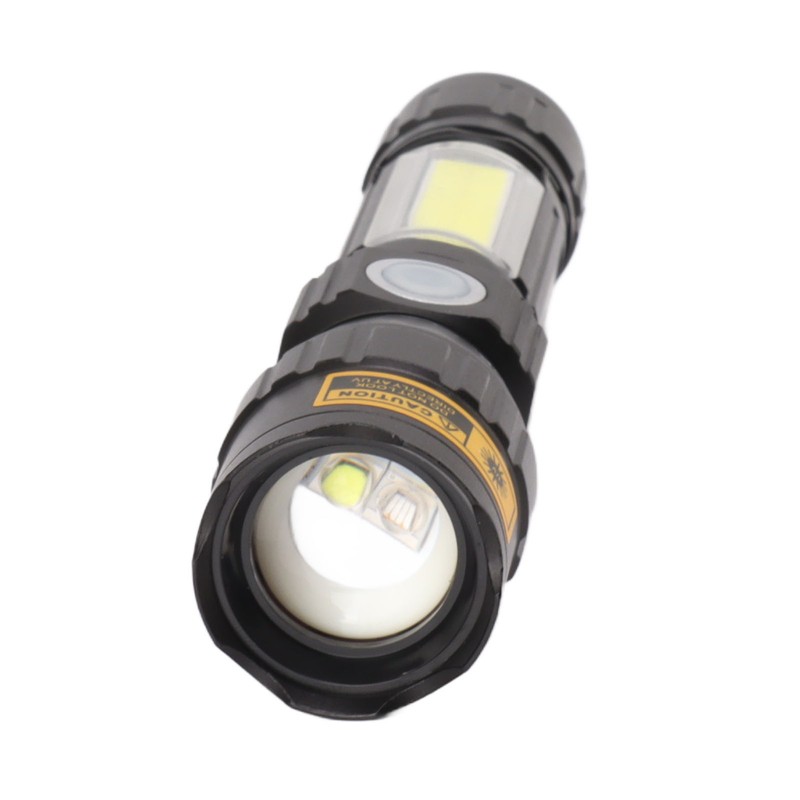 LED Flashlight USB Magnetic Charging 7 Gears Zoomable Black Light