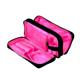 Functional multi-pouch (pink) functional makeup pouch with brush insert, PINK