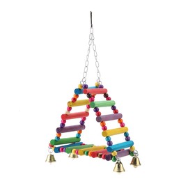 Sheens Parrot Swing Toys, Triangle Climbing Ladders Hanging Bell Toy Colorful Wood Beads Bird Perch for Parakeet Cockatiel Macaw African Grey Cockatoo Lovebird Finch