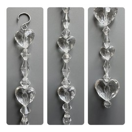 Clear Acrylic Crystal Ornaments Garlands for lampshade，Lamps, Chandeliers, Centerpieces and Christmas Trees (Heart Clear Acrylic-12PCS)
