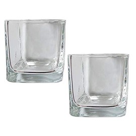 2 vasos cuadrados de cristal transparente para velas votivas, portavasos vacío, taza pequeña para hacer velas de aromaterapia, fiesta de cumpleaños, decoraciones de boda y centros de mesa, 51 x 51 mm