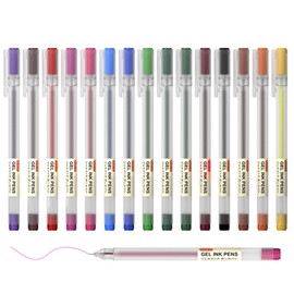 Shuttle Art 15 Colours Gel Ink Pens, 0.38mm Extra Fine Point Ballpoint Pens, Coloured Japanese Style Gel Pens for Writing and Journaling, Japanese Stationery for Home, School, Office Supplies
