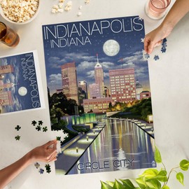 Lantern Press 1000 Piece Jigsaw Puzzle, Indianapolis, Indiana, Indianapolis at Night Circle City