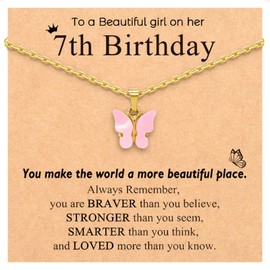 CXLDTE 7 year old girl birthday gifts for 7+ Girl gifts decorations age 6-7 Happy Birthday for 7th Year Old Girls Butterfly Necklace Presents Trendy Stuff Jewelry Favors